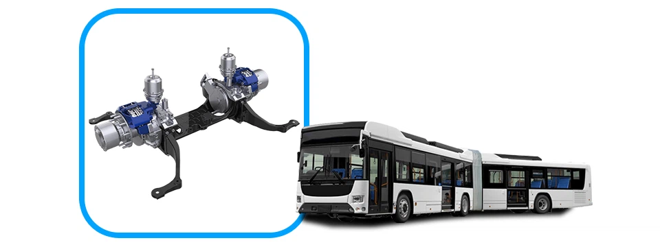 Articulated electric bus with dual motor e-axle system Articulated electric bus with dual motor e-axle system